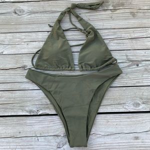 Green tie bikini